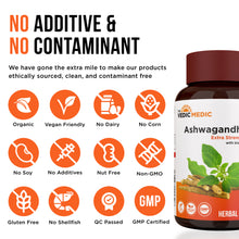 Load image into Gallery viewer, Organic Ashwagandha Capsules with Black Pepper Extract - Stress Relief, Mood Enhancer, Energy Support - Non-GMO, Vegan, Gluten Free - 120 Capsules