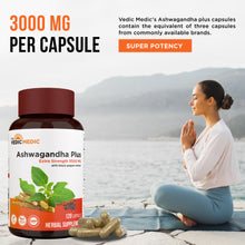 Load image into Gallery viewer, Organic Ashwagandha Capsules with Black Pepper Extract - Stress Relief, Mood Enhancer, Energy Support - Non-GMO, Vegan, Gluten Free - 120 Capsules
